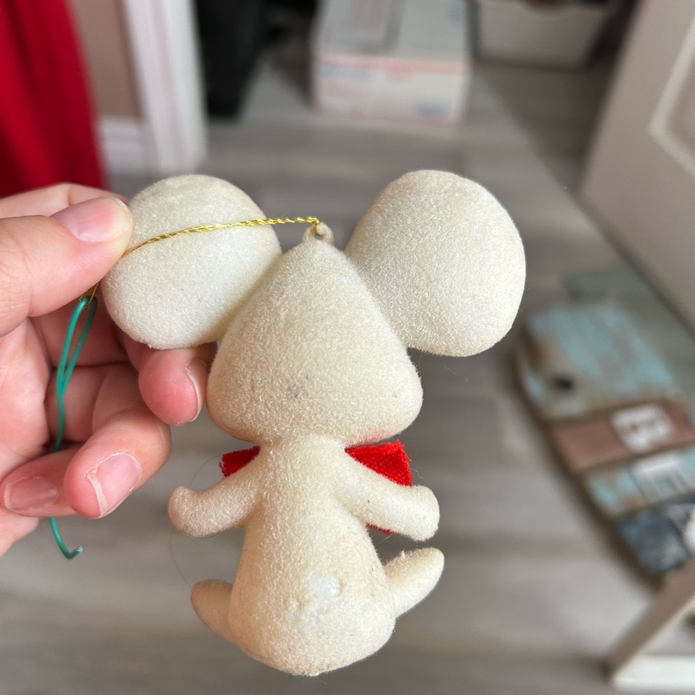 4/$100 Adorable Cream and Red Plush Mouse Christmas ornaments 🐭 - Picture 6 of 7